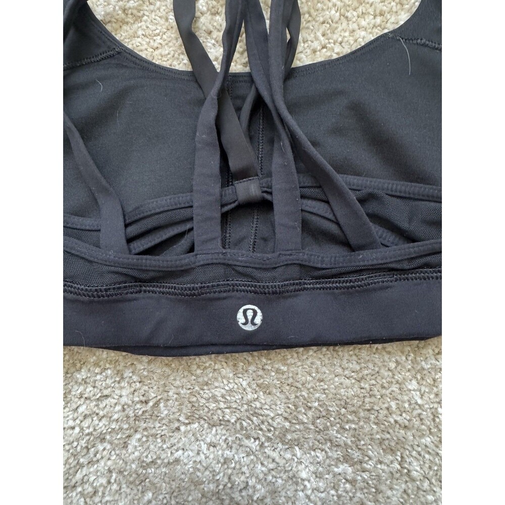Lululemon Sports Bra Women 4 Black Stretch Criss Cross Strappy Yoga Gym Athletic - Picture 2 of 4